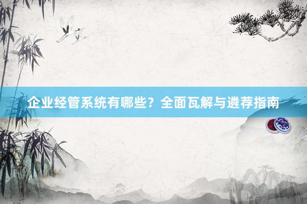 企业经管系统有哪些？全面瓦解与遴荐指南